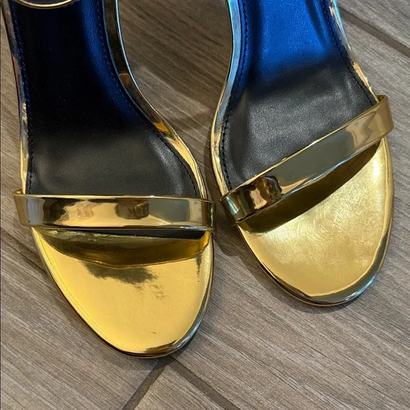 Madden Girl Metallic Gold Ankle Strap Heels Sz 8.5 M - Picture 5 of 14